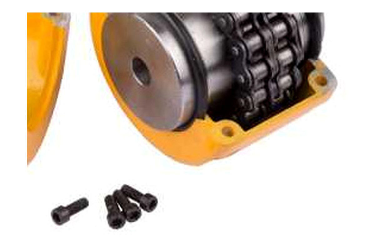 Chain coupling components with cover and fasteners