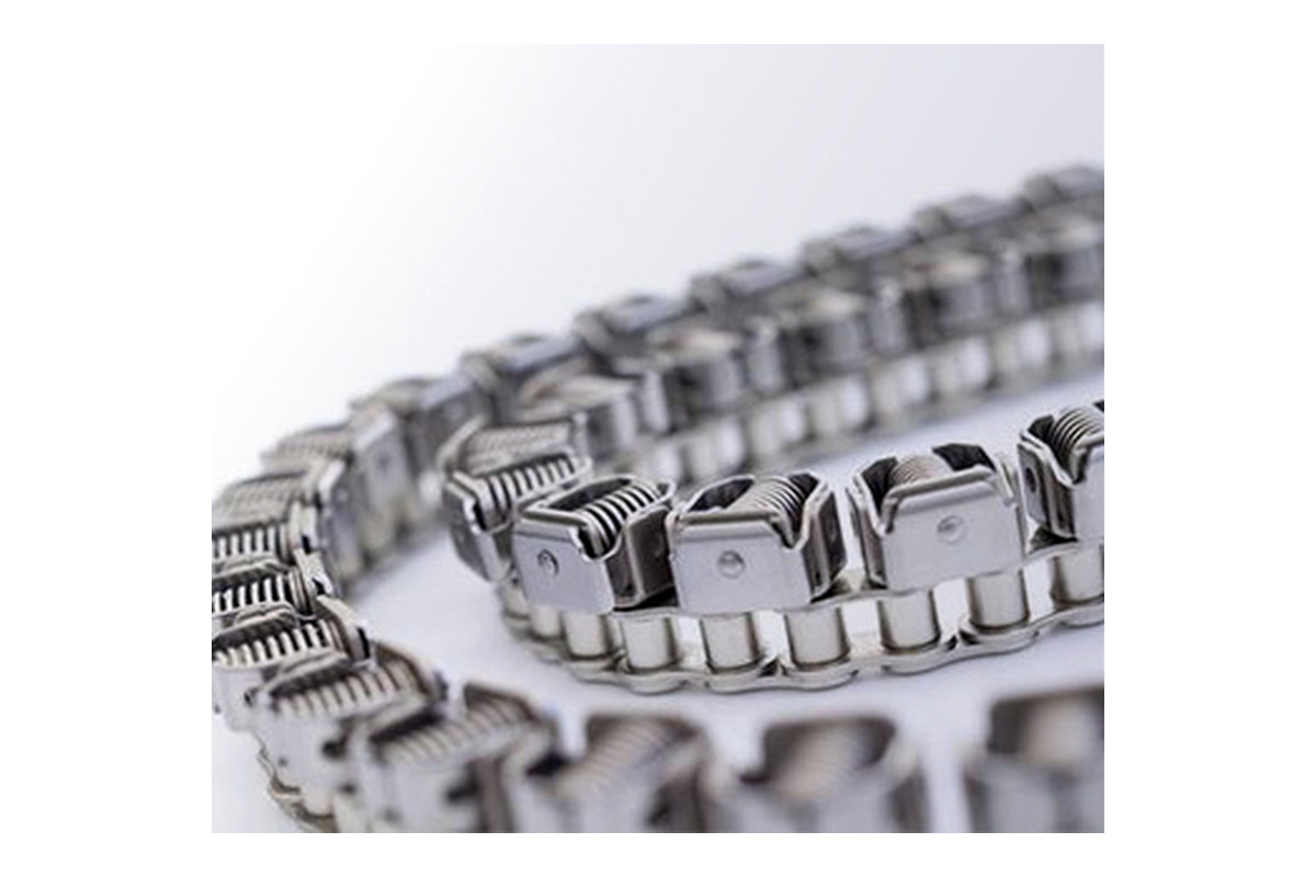 Close-up of an inverted-tooth chain loop